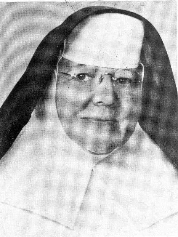 Black and white portrait of Sister Mary Elise Macomber.