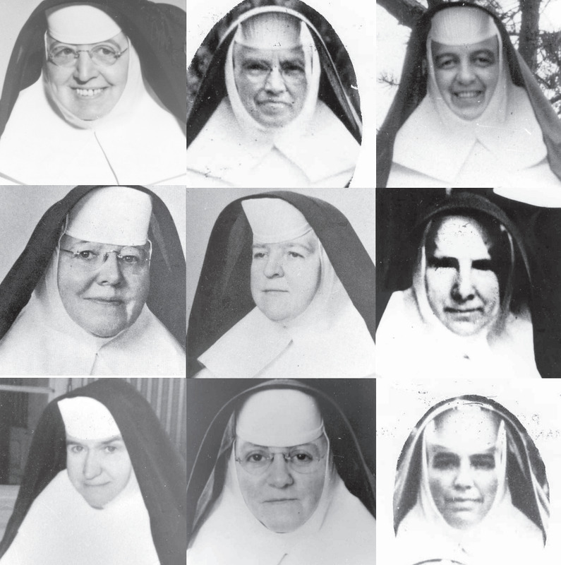Portraits of nine Sisters of Mercy.