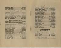 Vintage document listing graduates and their degrees, including Bachelor of Science, Bachelor of Philosophy, and Extension Course Bachelor of Arts, with names, locations, and honors such as 'cum laude' and 'magna cum laude.