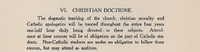 A scanned page from a 1920 academic catalogue detailing Christian Doctrine coursework, including mandatory attendance for Catholic students and optional auditing for non-Catholic students.