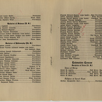 Vintage document listing graduates and their degrees, including Bachelor of Science, Bachelor of Philosophy, and Extension Course Bachelor of Arts, with names, locations, and honors such as 'cum laude' and 'magna cum laude.
