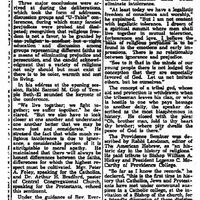 Newspaper article from May 6, 1932 titled "Religious Leaders Plead For Mutual Respect And Sympathy Among Masses," reporting on an interfaith seminar at Rhode Island College of Education.