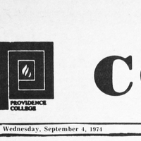 Top portion of The Cowl newspaper. The headline is in large, bold letters with the word "THE" on the left and "COWL" on the right, separated by a square logo containing an image and text that reads "Providence College." Below the headline, it states "Vol. XXXVII No. 13," followed by the date "Wednesday, September 4, 1991," and indicates that it is a six-page issue.