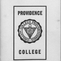Cover of a 'New Student Register' for Providence College. The cover features the college's seal in the center, which includes a shield with a cross and an open book with the word 'Veritas' written on it. Surrounding the shield are the words 'SIGILLUM COLLEGII PROVIDENTIENSIS.' The title 'PROVIDENCE COLLEGE' is written above and below the seal.